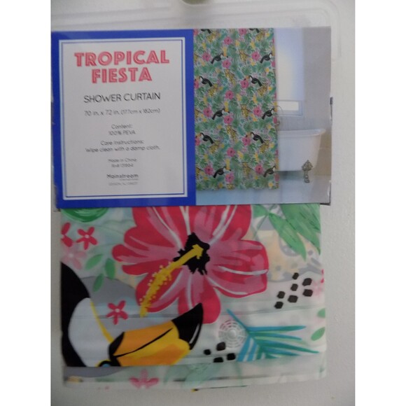 NEW Tropical Fiesta Tucan Leopards Tropical Jungle Shower Curtain 100% PEVA - Picture 3 of 4
